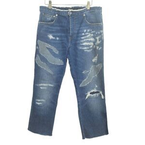 Just Cavalli New York Straight Distressed Patch Jeans Sz 30